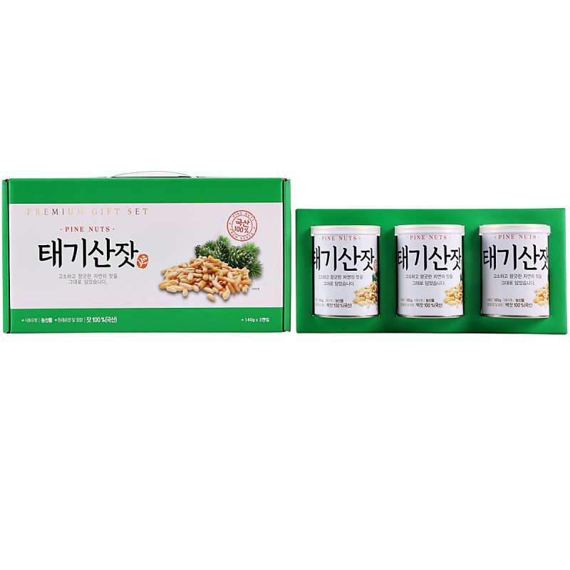 태기산잣,국내산 태기산잣 캔잣세트 140g x 3캔 황잣 백잣