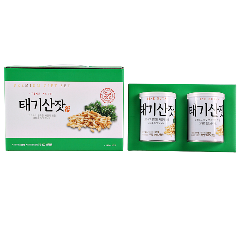 태기산잣,국내산 태기산잣 캔잣세트 140g x 2캔 황잣 백잣