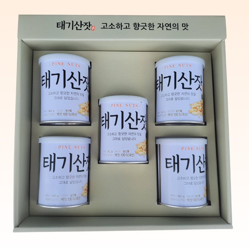 태기산잣,국내산 태기산잣 잣선물세트 5캔 700g 황잣 백잣 견과류 산지직송